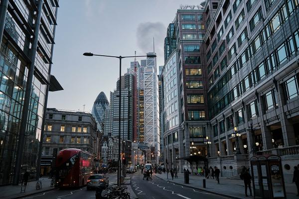 A busy street in London’s financial district