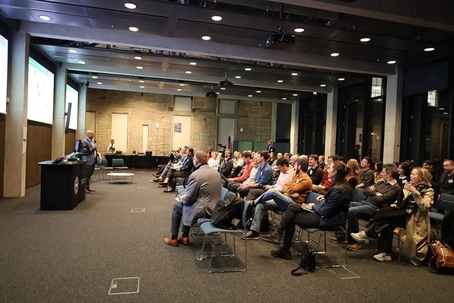 Speaker presents to guests at the Nature Finance Lab Launch event